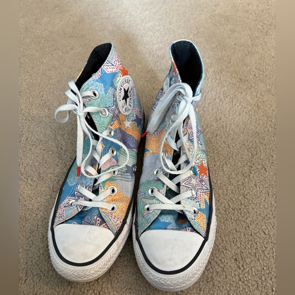 Converse Blue and Orange High-Top Sneakers